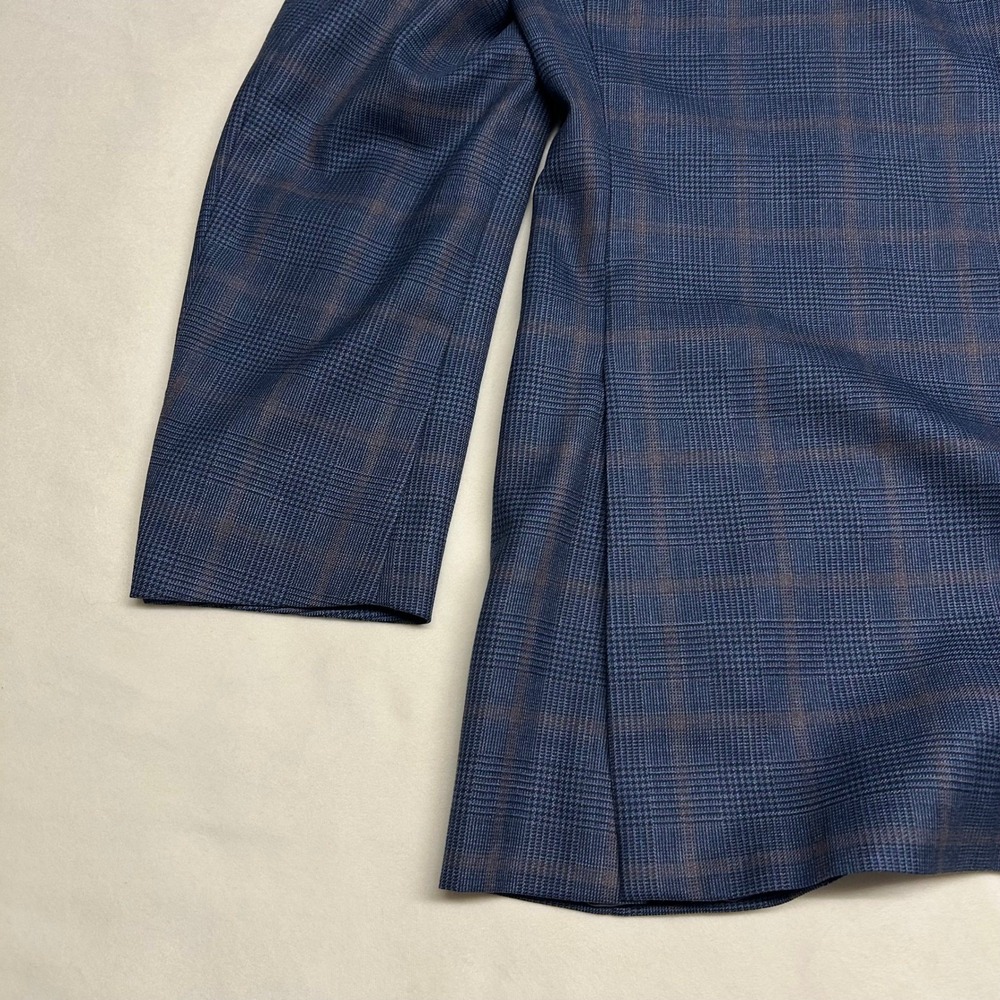 Trussini Boyds Philadelphia Mens 42R Blue Glen Plaid 100% Wool Blazer Italy - Picture 13 of 14